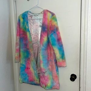 Never used Girls Open Front Tie Dye Teddy Coat